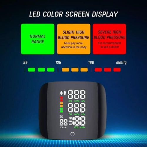 Tensiómetro Digital de Muñeca con Pantalla LCD y Memoria